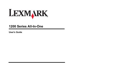 Lexmark 1200 Series All-In-One User Guide - cover page