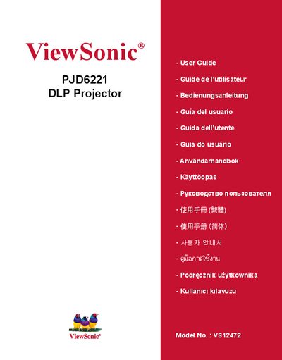 ViewSonic PJD6221 DLP Projector User Guide - cover page