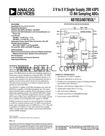 Analog Devices AD7853/AD7853L Datasheet - cover page