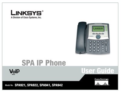 Linksys SPA921/922/941/942 Telephone User Manual - cover page