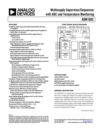 Analog Devices ADM1063 Multisupply Supervisor/Sequencer Handbook - cover page