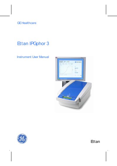GE Healthcare Ettan IPGphor 3 Instrument User Manual - cover page