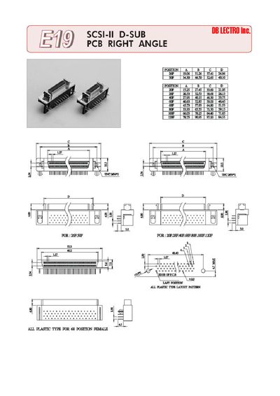 DBL E19 SCSI-II D-SUB PCB Right Angle Connector Datasheet - cover page