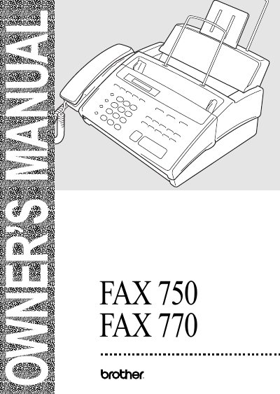 Brother FAX750/FAX770 User Manual