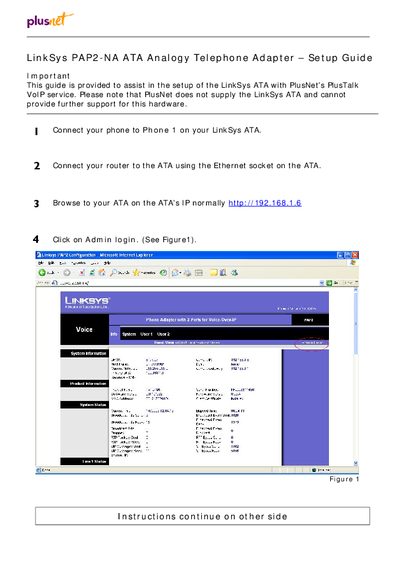 Linksys PAP2-NA ATA Setup Guide - cover page