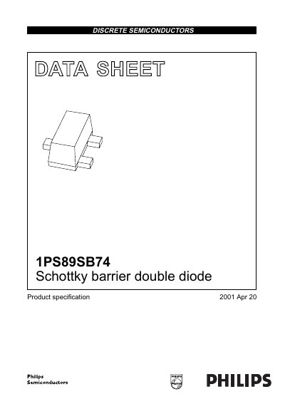 Philips 1PS89SB74 Schottky Barrier Double Diode Data Sheet - cover page