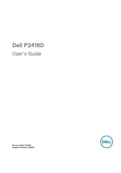 Dell P2418D Monitor User Guide - cover page