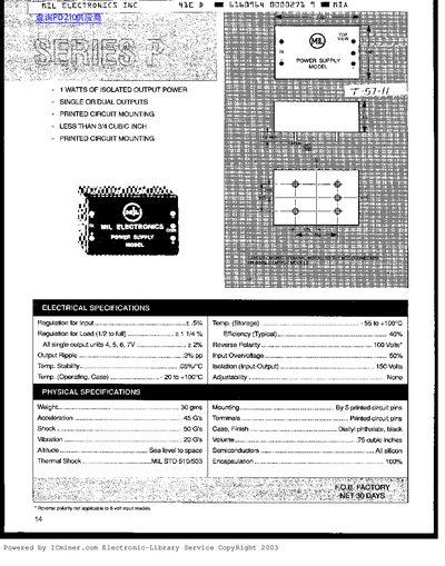 MIL Electronics Series P DC-DC Power Supply Datasheet - cover page