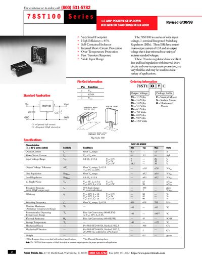 Power Trends 78ST100 Integrated Switching Regulator Datasheet - cover page