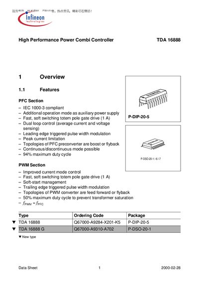 Infineon TDA16888 Datasheet - cover page
