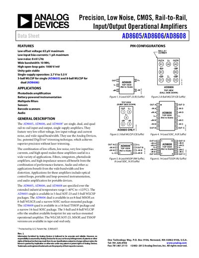 Analog Devices AD8605/AD8606/AD8608 Operational Amplifier Handbook