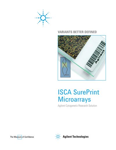 Agilent ISCA SurePrint Microarrays Product Catalog - cover page