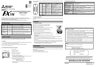 Mitsubishi Electric FX 1N-232-BD RS-232C Communication Board User Guide - cover page