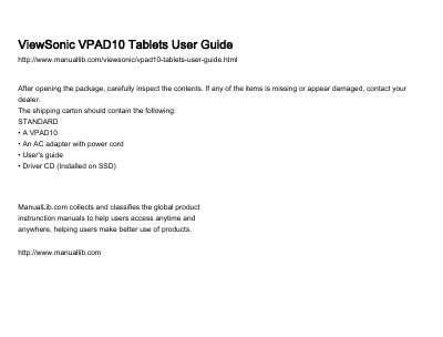 ViewSonic VPAD10 Tablet User Guide