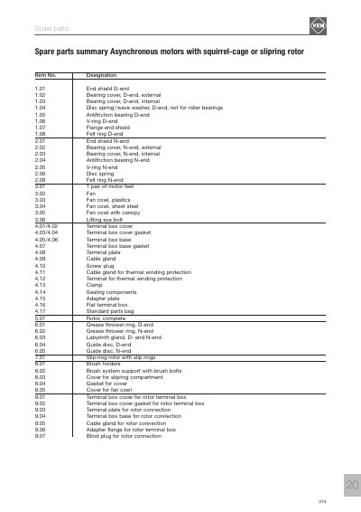 VEM K1.R/K2.R 112-355 Spare Parts List - cover page
