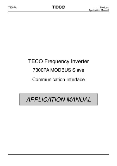 TECO 7300PA Application Manual