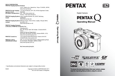 Pentax Q Digital Camera Operating Manual - cover page