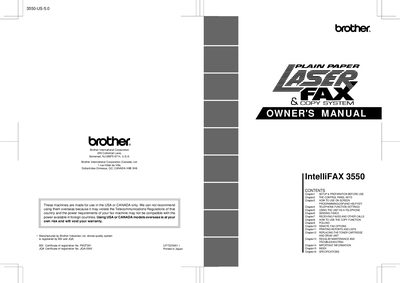 Brother IntelliFAX-3550 Owner's Manual - cover page