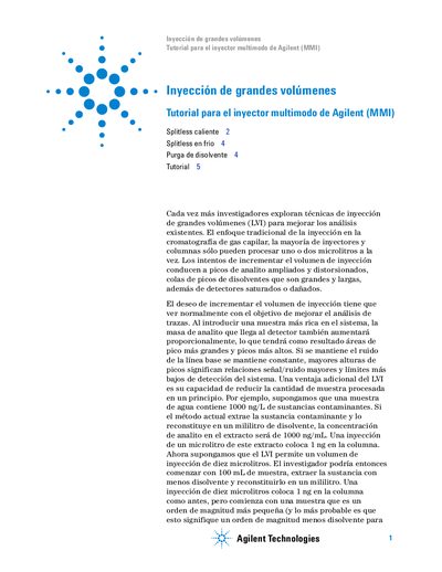 Agilent MMI Large Volume Injection Tutorial - cover page