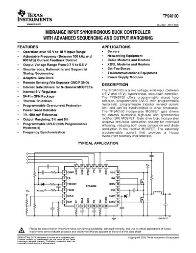 Texas Instruments TPS40100 Handbook - cover page