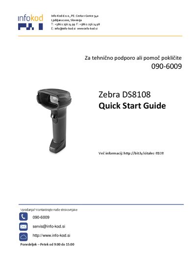 Zebra DS8108 Digital Scanner Quick Start Guide