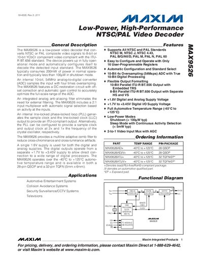 Maxim MAX9526 Video Decoder Handbook - cover page