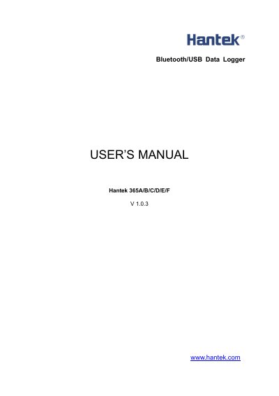Hantek 365 A/B/C/D/E/F Data Logger User Manual - cover page