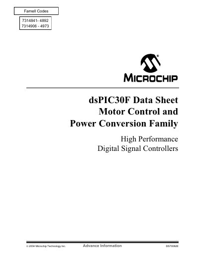 Microchip dsPIC30F Datasheet - cover page