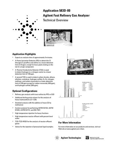Agilent 583D-00 Fast Refinery Gas Analyzer Technical Overview - cover page
