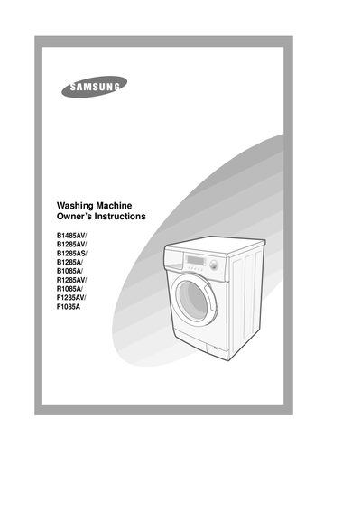 Samsung B1485AV/B1285AV/B1285AS/B1285A/B1085A/R1285AV/R1085A/F1285AV/F1085A Washing Machine User Manual - cover page
