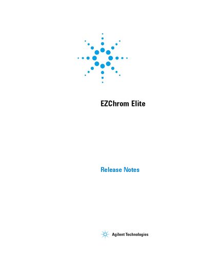 Agilent EZChrom Elite Release Notes - cover page