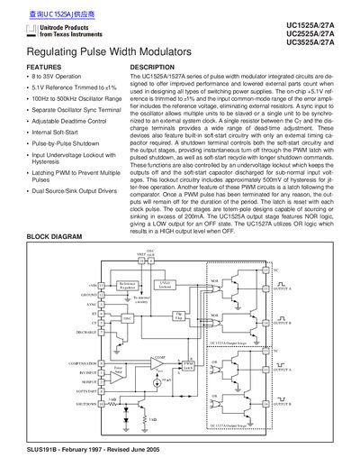 Texas Instruments UC1525A/27A UC2525A/27A UC3525A/27A Datasheet - cover page