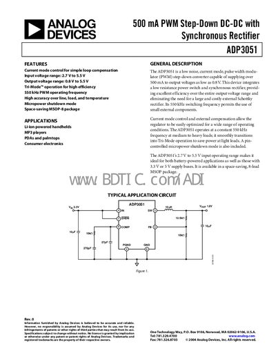 Analog Devices ADP3051 Datasheet - cover page