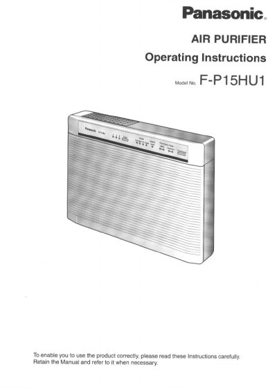 Panasonic FP15HU1 Air Purifier Operating Instructions - cover page