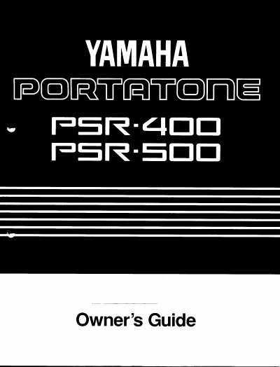 Yamaha PSR-400/500 Owner's Guide - cover page