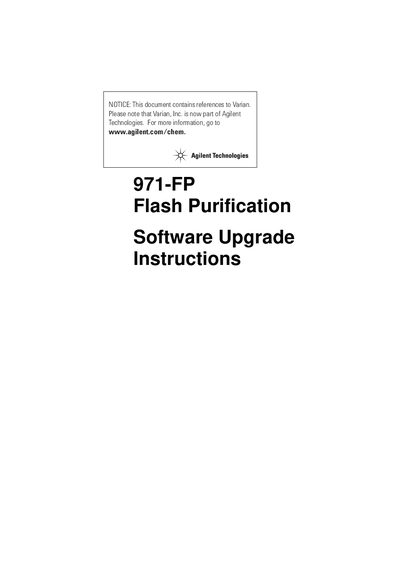 Varian 971-FP Flash Purification Software Upgrade Instructions - cover page