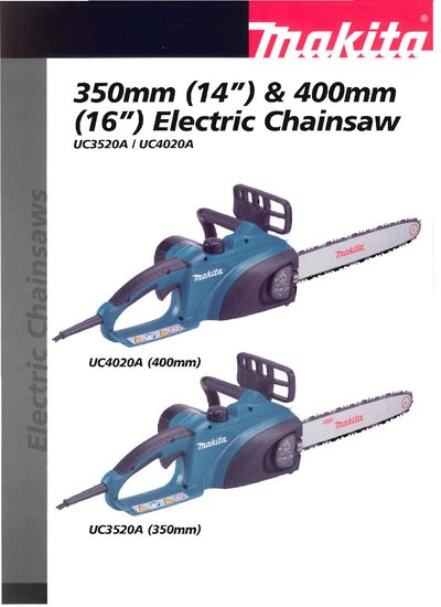 Makita UC3520A and UC4020A Electric Chainsaw Manual - cover page