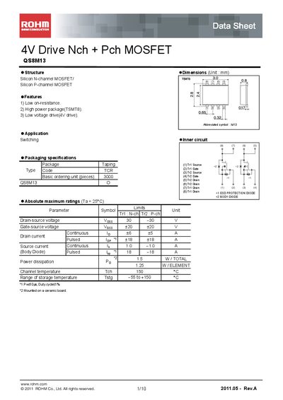 ROHM QS8M13 Datasheet - cover page