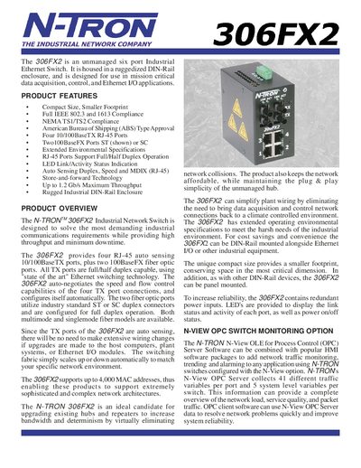 N-TRON 306FX2 Industrial Ethernet Switch Manual - cover page