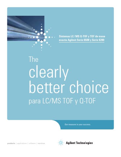 Agilent Accurate-Mass 6500 and 6200 Series Q-TOF/TOF LC/MS Systems Product Guide - cover page