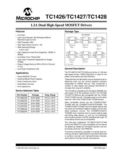 Microchip TC1426/TC1427/TC1428 Datasheet - cover page