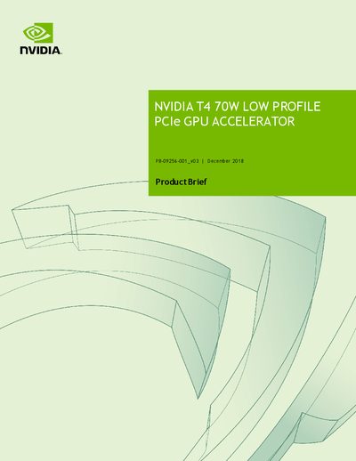 NVIDIA T4 70W Low Profile PCIe GPU Accelerator Product Brief - cover page