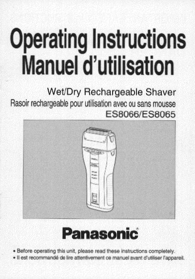 Panasonic ES8066/ES8065 Wet/Dry Shaver Operating Instructions - cover page