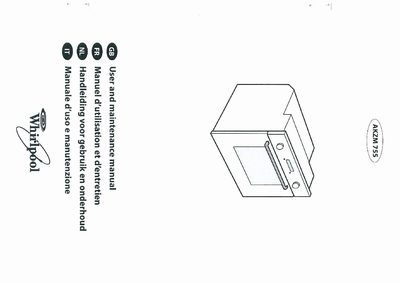 Whirlpool AKZM 755 Oven User and Maintenance Manual - cover page
