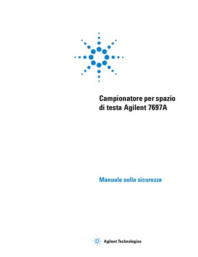 Agilent 7697A Head Space Sampler Safety Manual - cover page