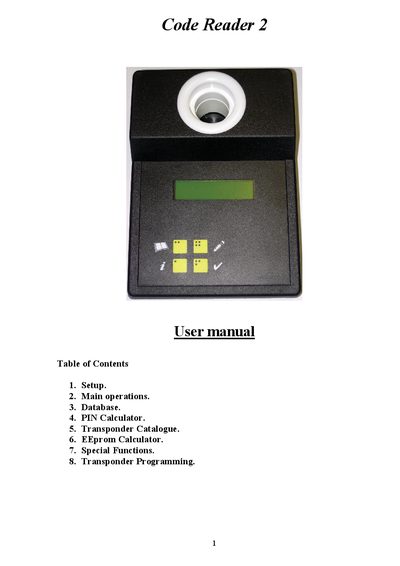 CODE Code Reader 2 User Manual - cover page