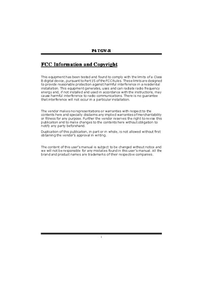 P4 TGV-R Motherboard User Manual - cover page
