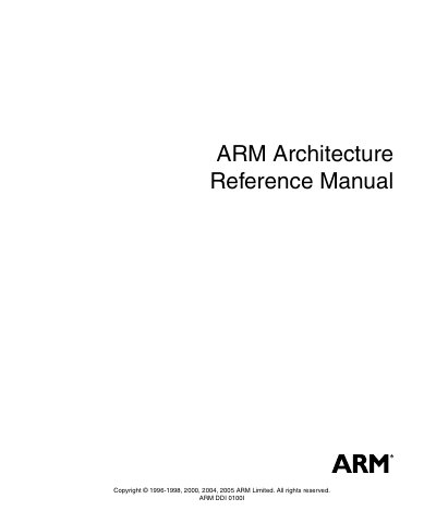 ARM DDI 0100I Architecture Reference Manual - cover page
