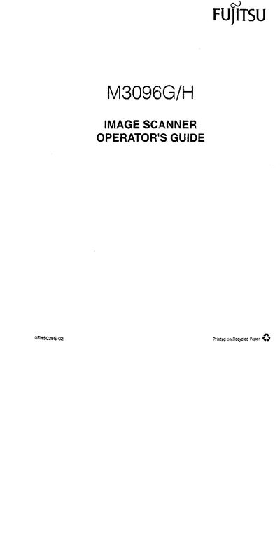 Fujitsu M3096G/H Image Scanner Operator's Guide - cover page