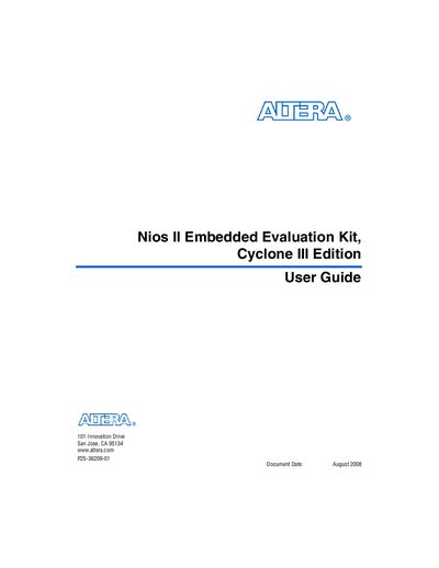 Altera Nios II Embedded Evaluation Kit Cyclone III Edition User Manual - cover page